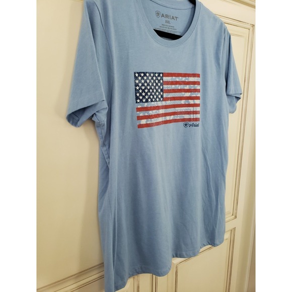 Women's Ariat American Flag Shirt 2xl  Paisley Blue Stars‎ And Stripes Patriotic - Picture 3 of 12